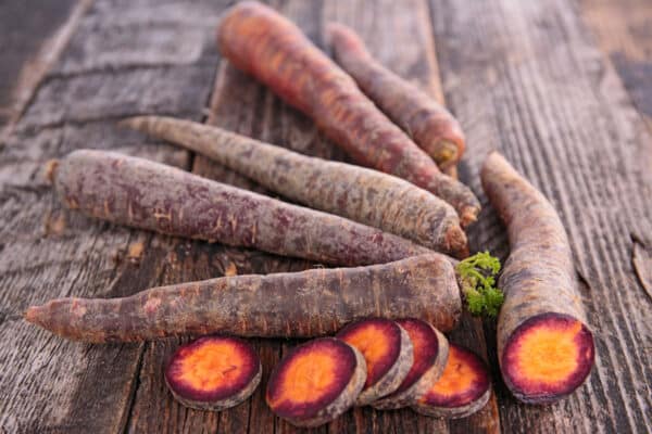 purple carrots with orange centers