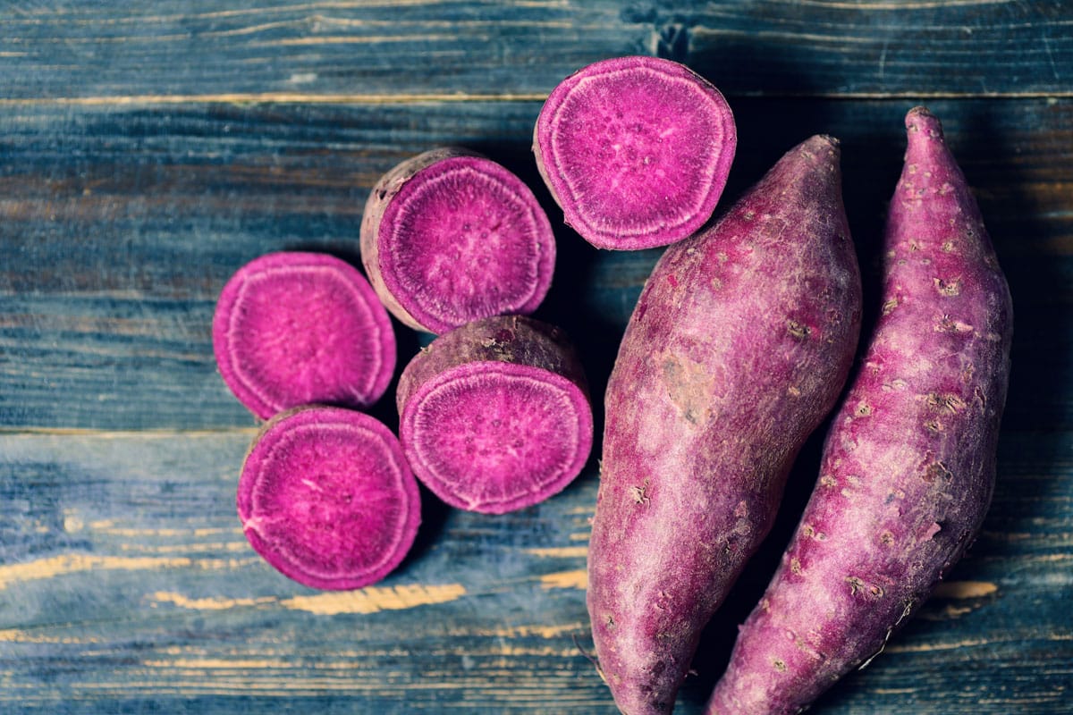 raw purple sweet potatoes