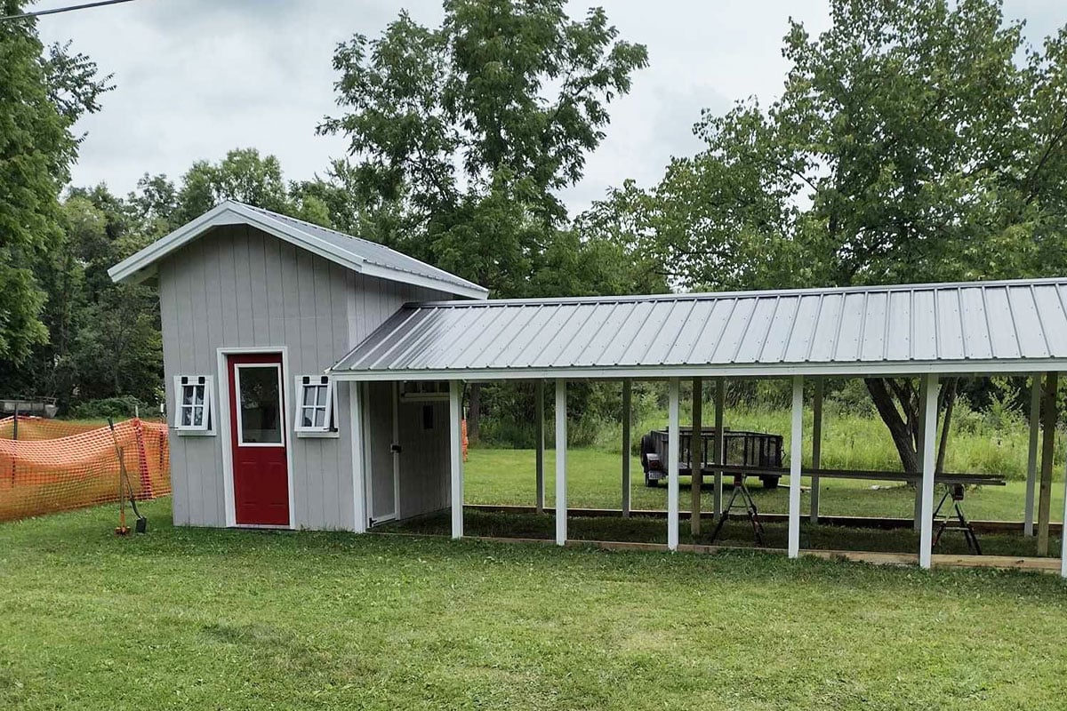 chicken coop with covered run