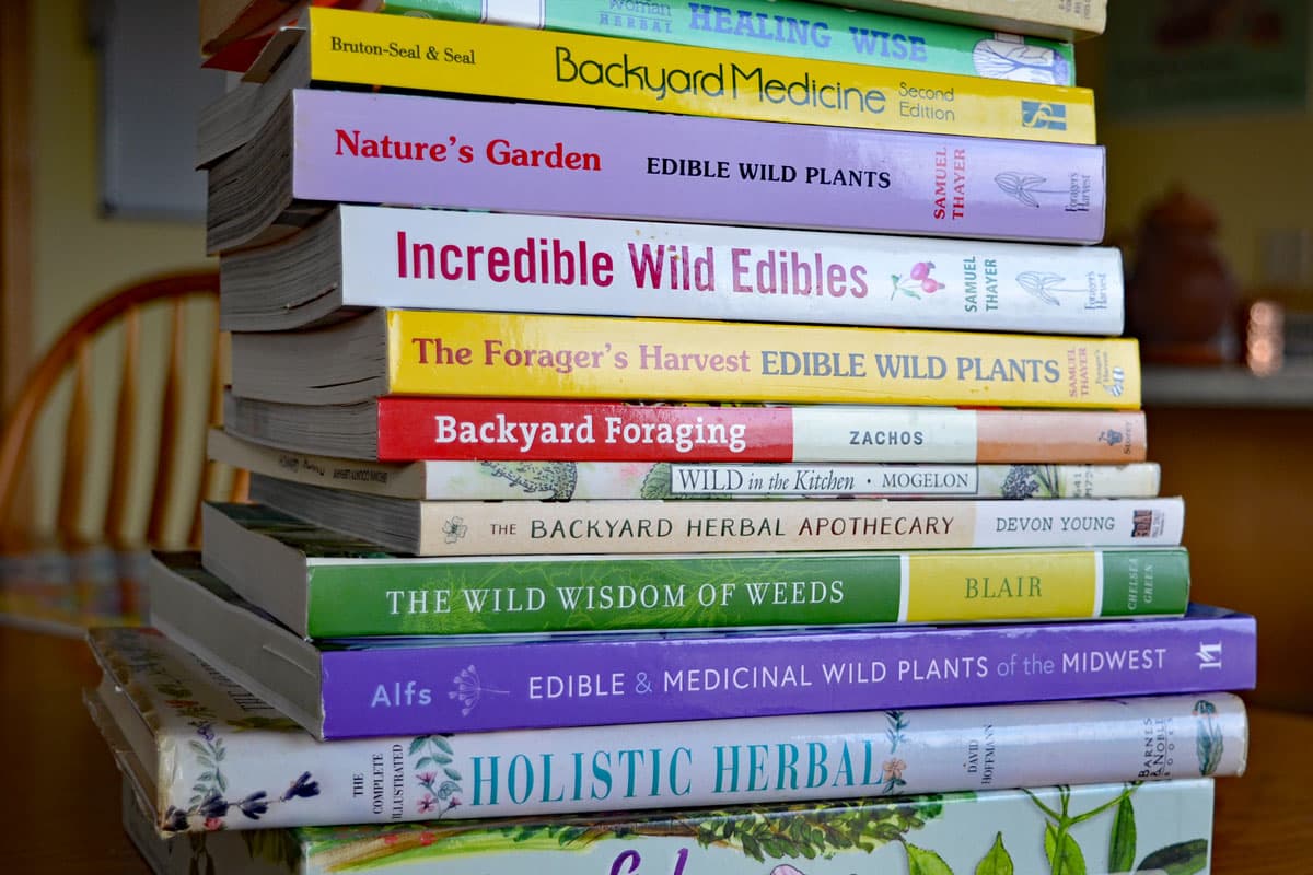 stack of wildcrafting books