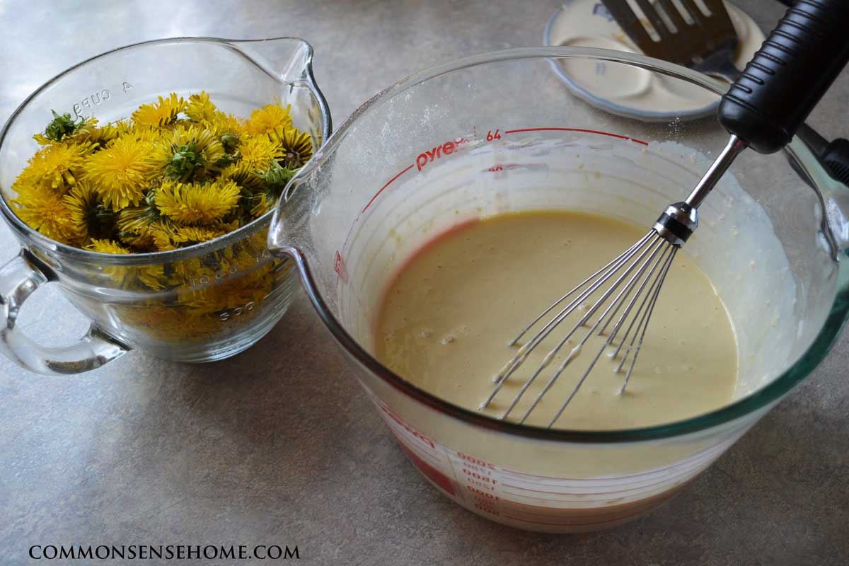 dandelion flowers and batter