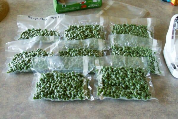 packages of frozen garden peas