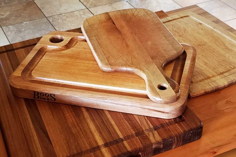 stack of wooden cutting boards