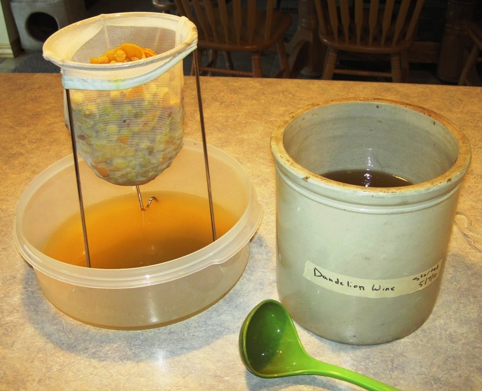straining out the fruit
