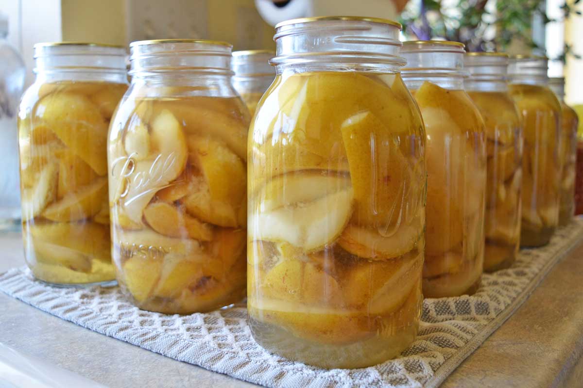 home canned pears with peels on