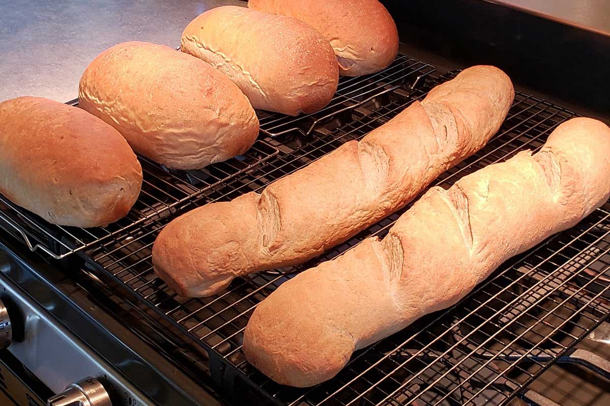 homemade French bread and sandwich bread