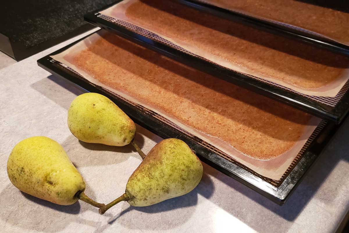 pears with pear fruit leather