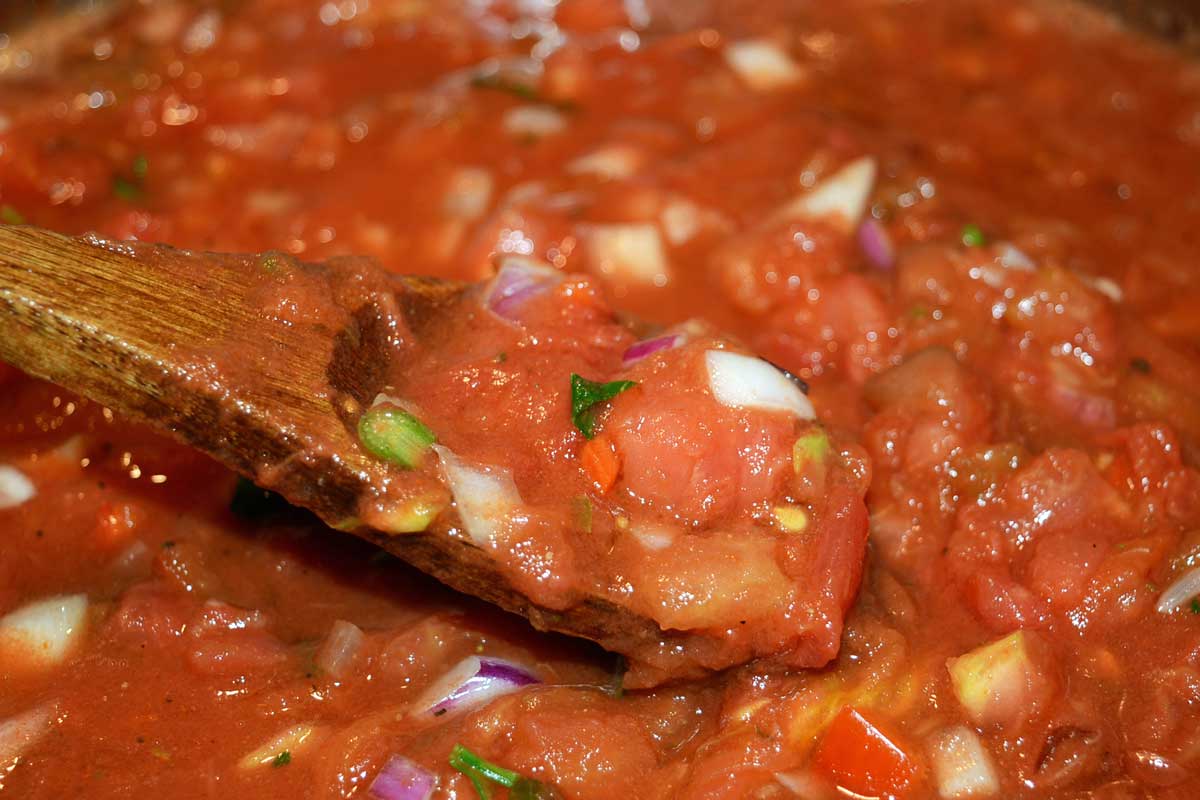 spoon full of homemade salsa