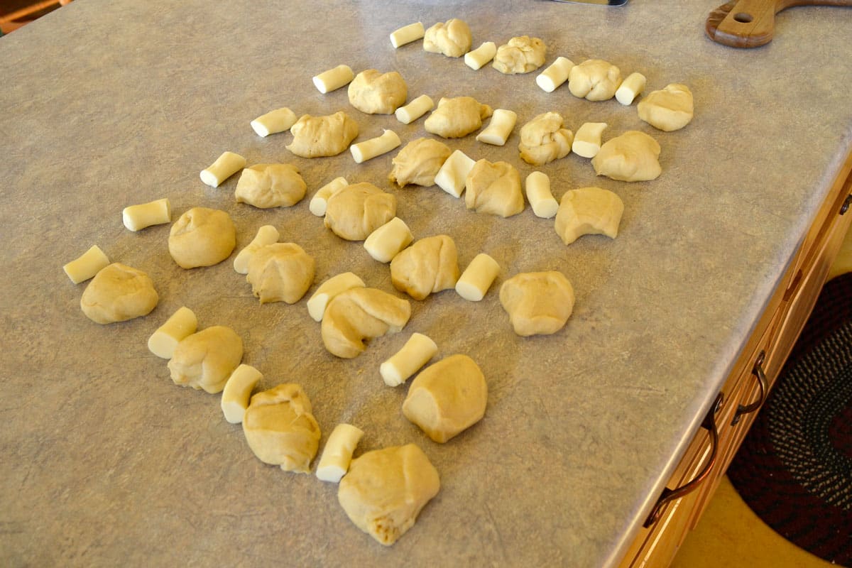 matching the cheese and doughballs