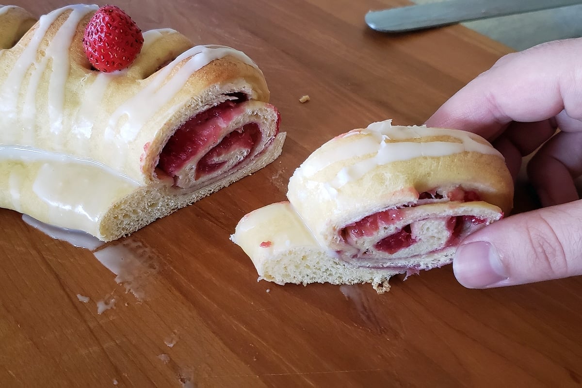 slice of Christmas wreath bread
