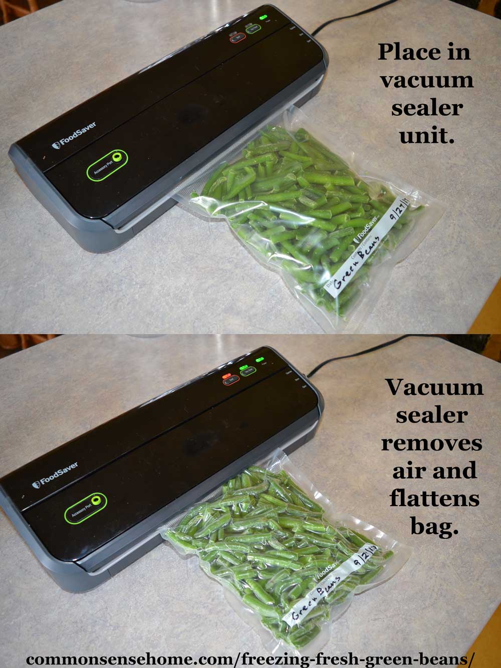 vacuum sealing frozen green beans