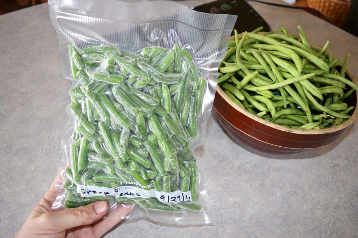 freezing green beans with vacuum sealed packaging