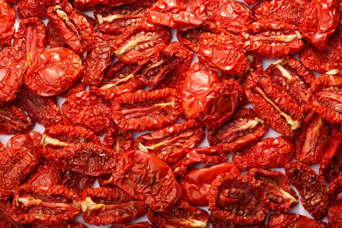 leathery dried tomatoes
