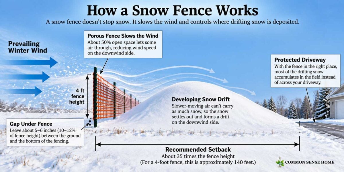 diagram of how a snow fence works